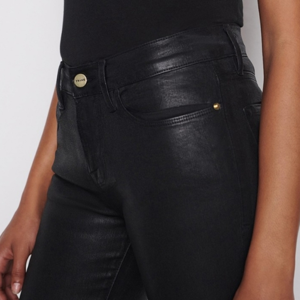 Frame Denim Jet Black Skinny Jeans - Picture 6 of 14